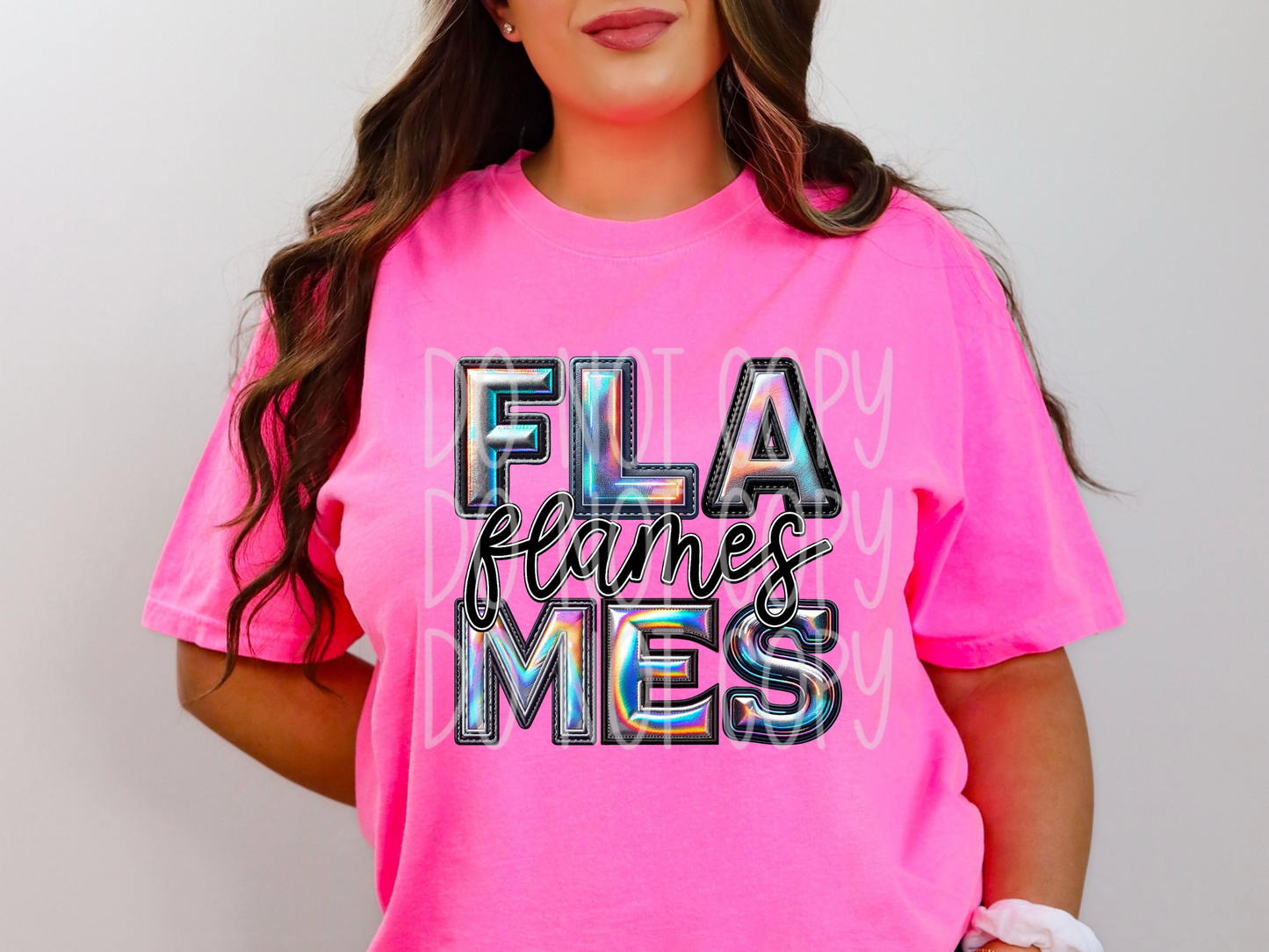 Flames Holographic School Mascot DTF Transfer - TED1852