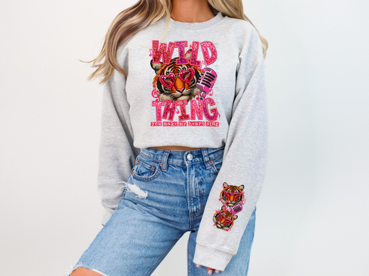 Wild Thing You Make My Heart Sing Faux Sequin Valentine's Day Sweatshirt