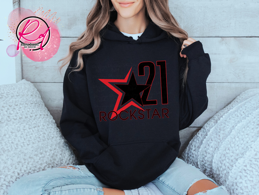 Rockstar 21 Front Design Only Unisex Black Hoodie