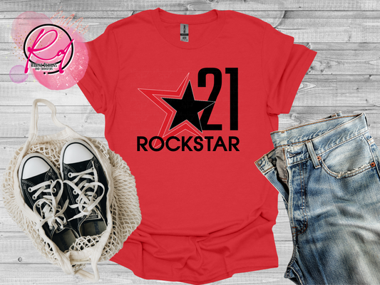 Rockstar 21 Front Design Only Unisex Red Short Sleeve Shirt