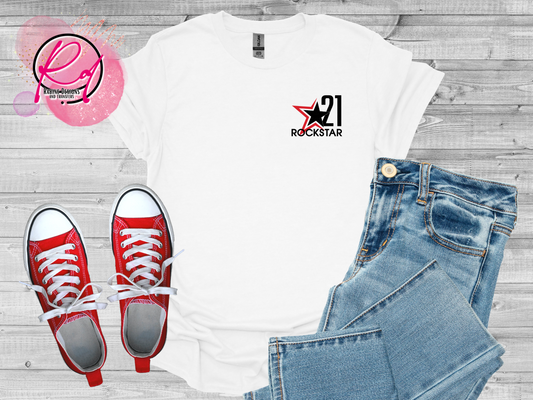 Rockstar 21 Front Design Only Unisex White Short Sleeve Shirt