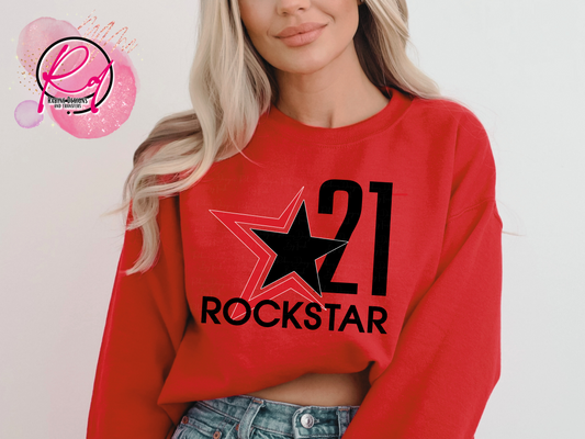 Rockstar 21 Front Design Only Unisex Red Sweatshirt