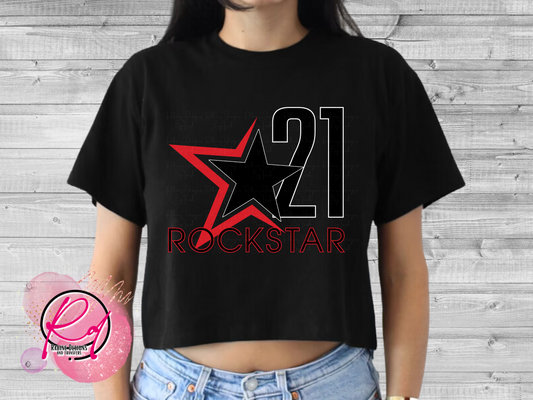 Rockstar 21 Front Design Only Womens Crop Top Shirt
