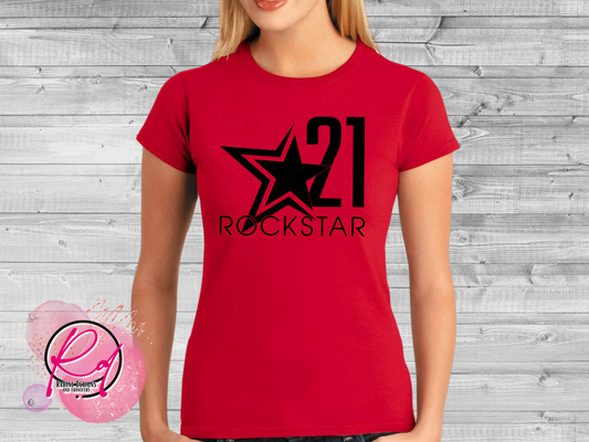Rockstar 21 Front Design Only Womens Short Sleeve Shirt