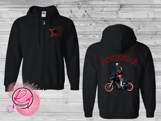 Rockstar 21 Zip-Up Black Unisex Hoodie