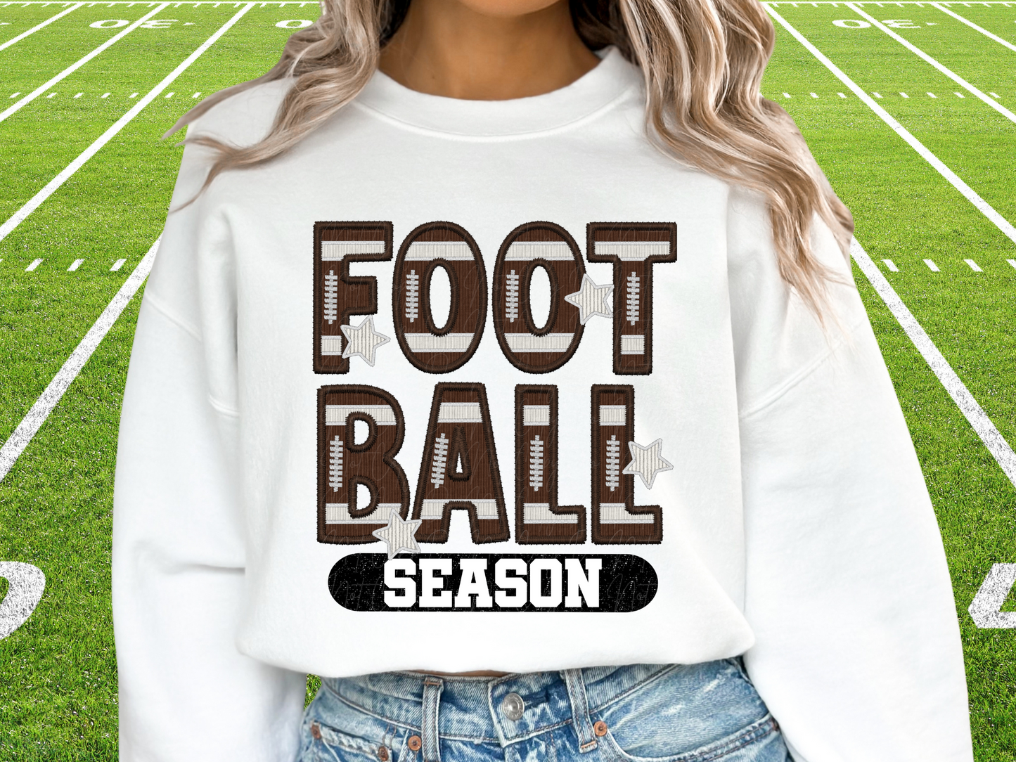 Football Season Faux Sequin Embroidery DTF Transfer - SCD1361