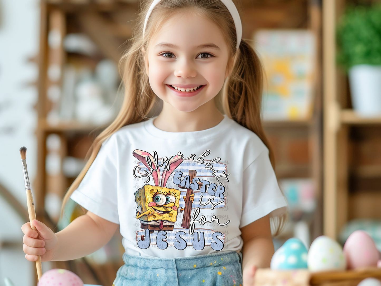 Spongebob Silly Rabbit Easter Is For Jesus DTF Transfer - TED1195