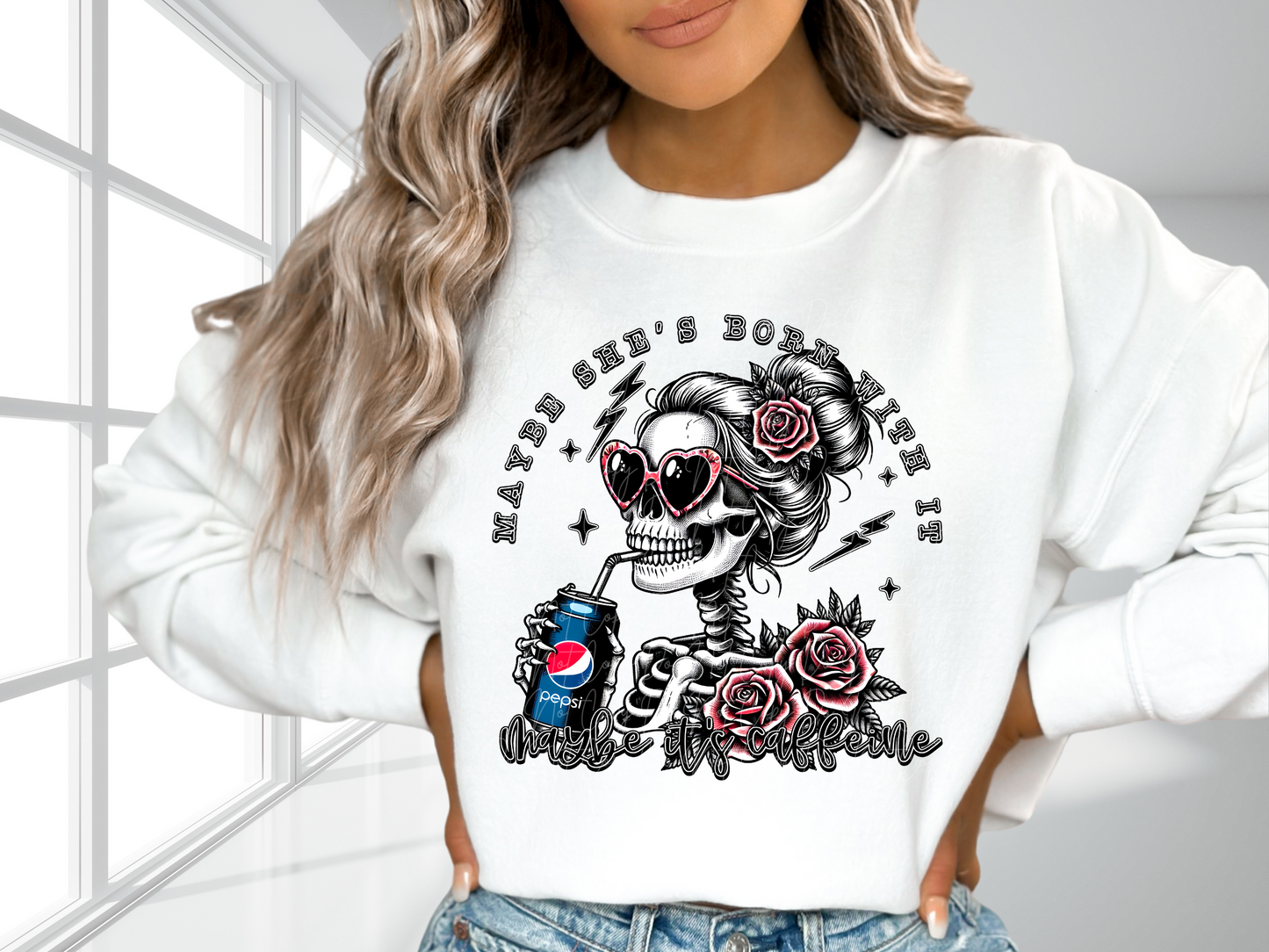 Maybe She's Born With It Maybe It's Caffeine Pepsi DTF Transfer - TED1213