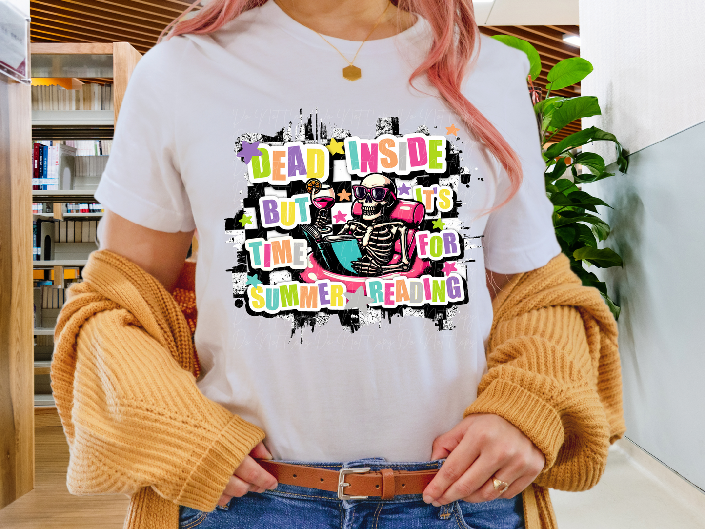 Dead Inside But It's Time For Summer Reading Book Lovers DTF Transfer - TED1244