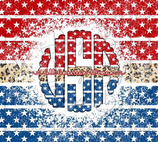 USA Flag Leopard All American Woman Tumbler