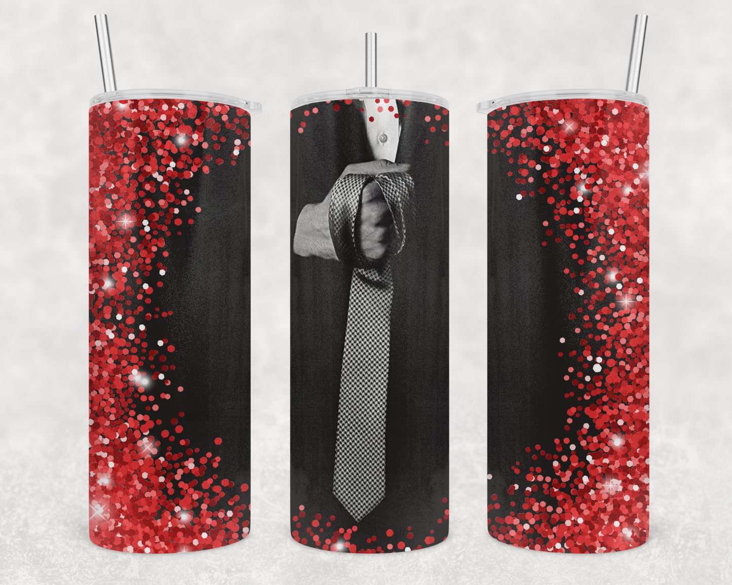 50 Shades of Grey Red Glitter Tumbler