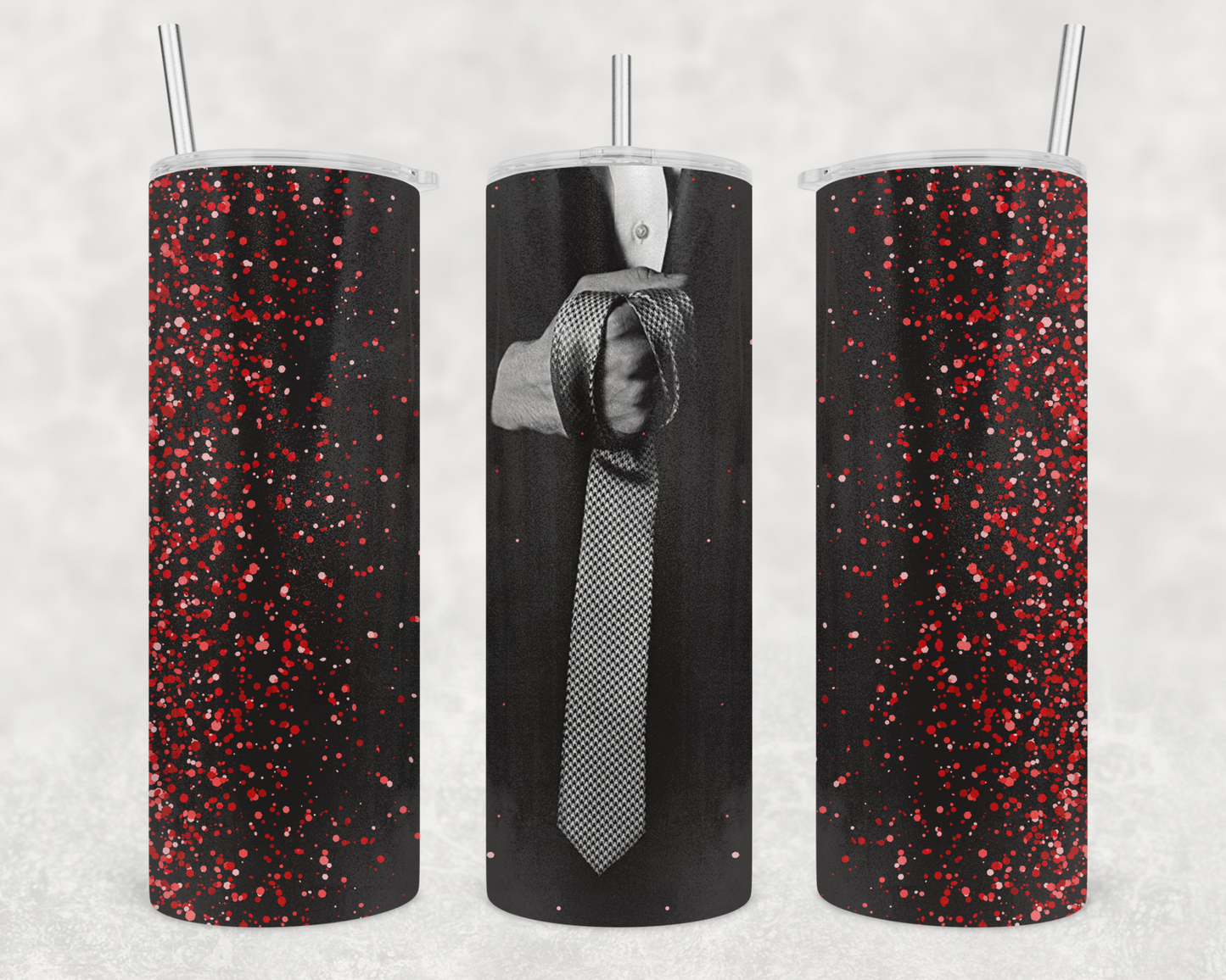 50 Shades of Grey Red Glitter Tumbler