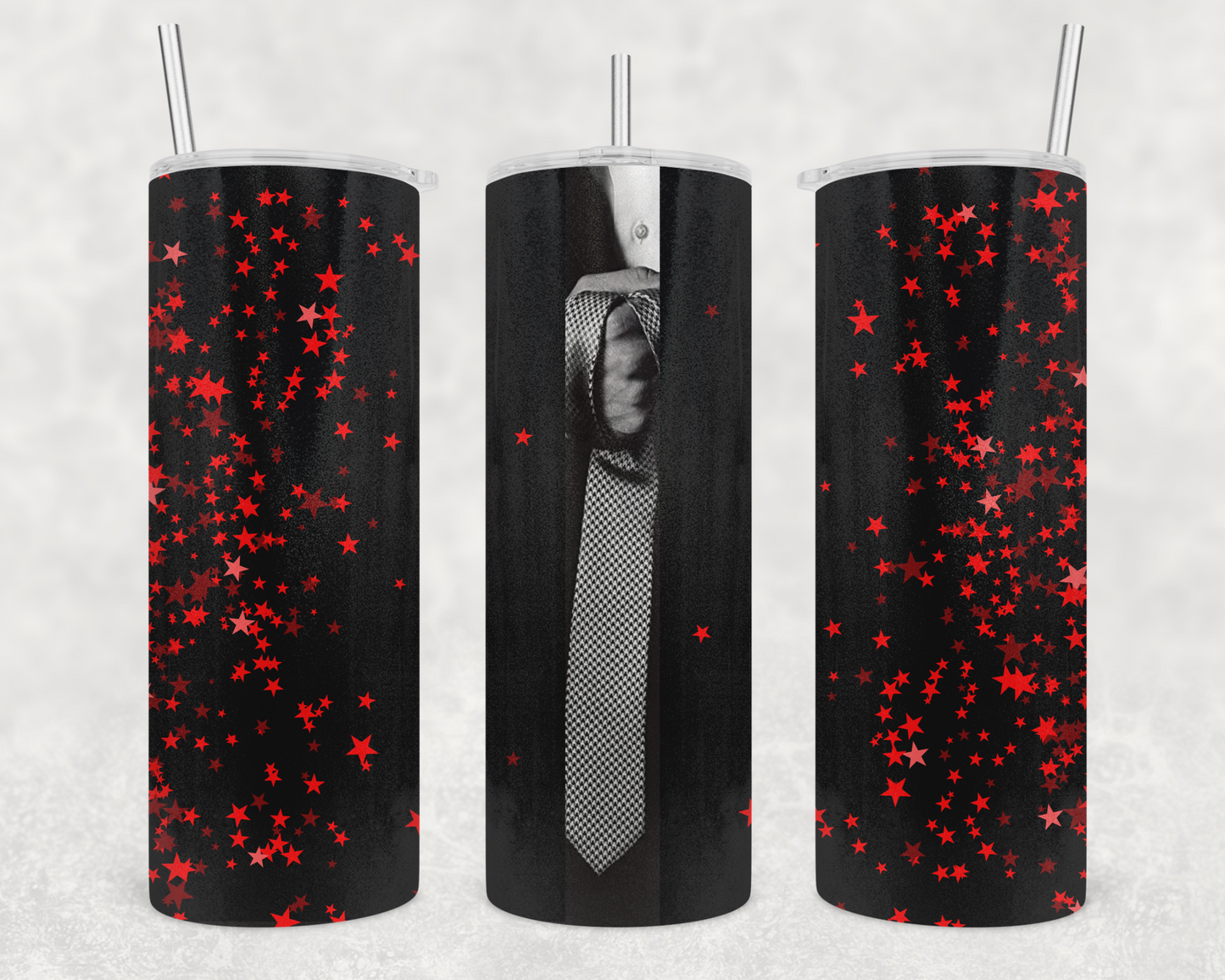 50 Shades of Grey Red Stars Glitter Tumbler
