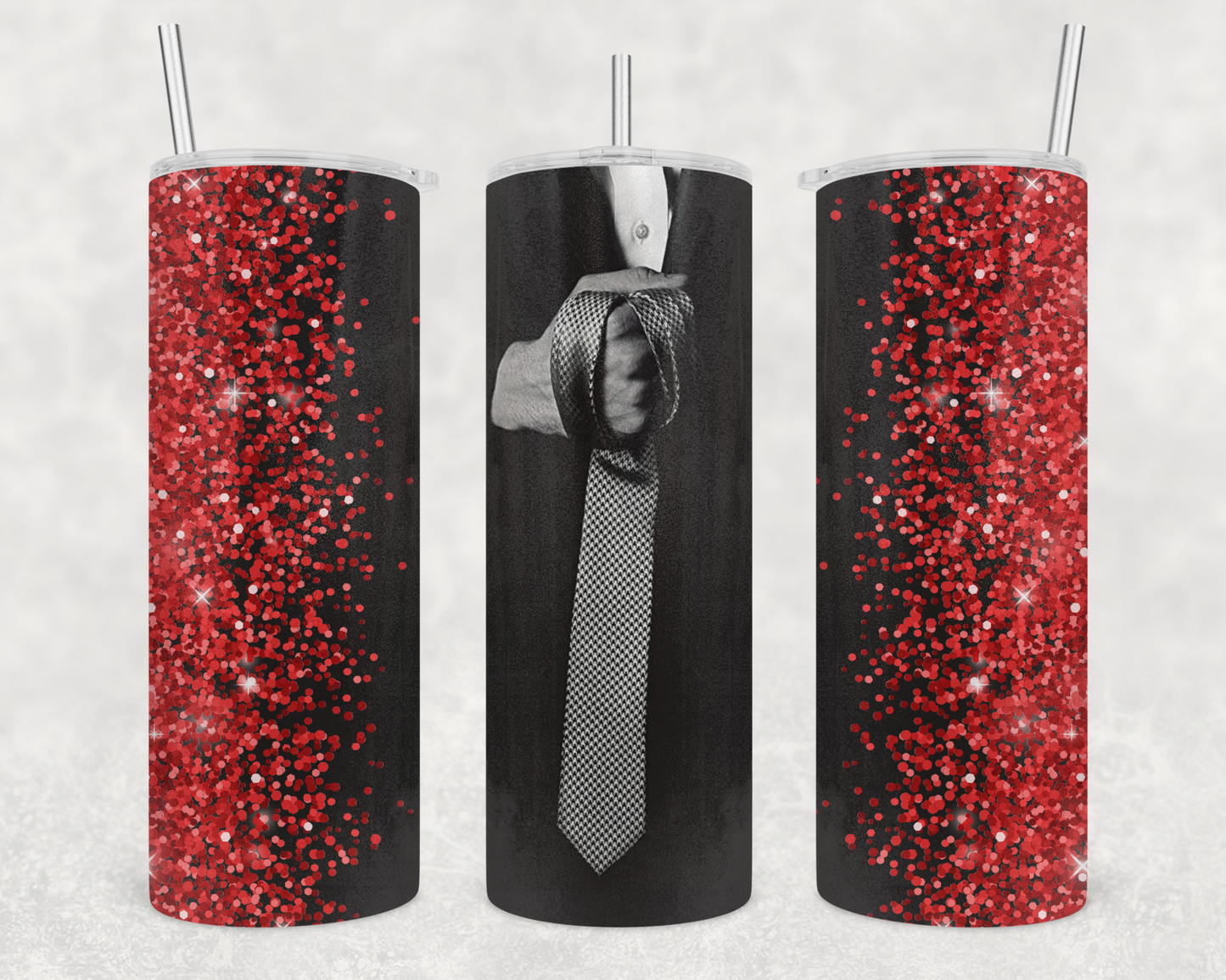 50 Shades of Grey Red Glitter Tumbler