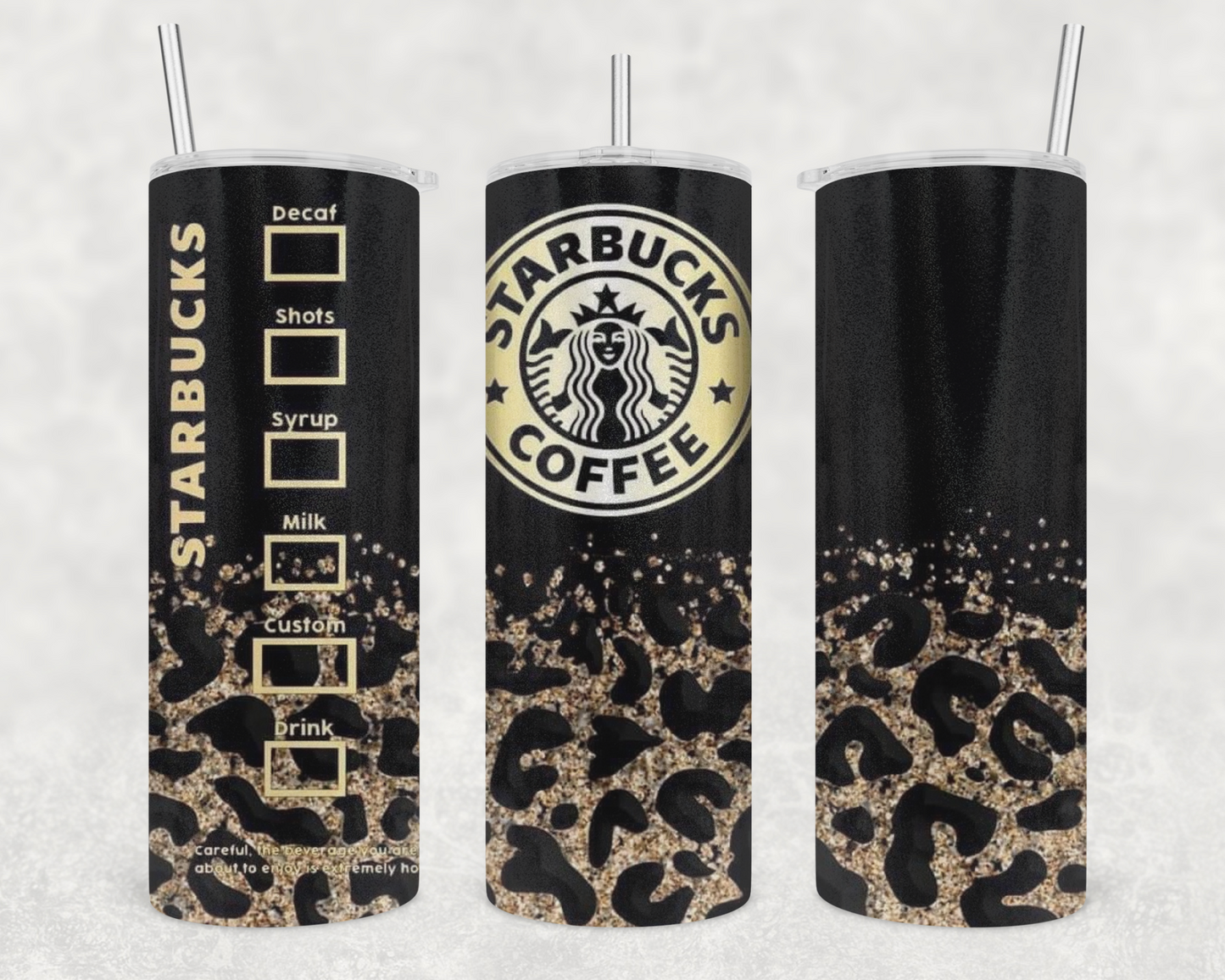 Starbies Gold Leopard Tumbler