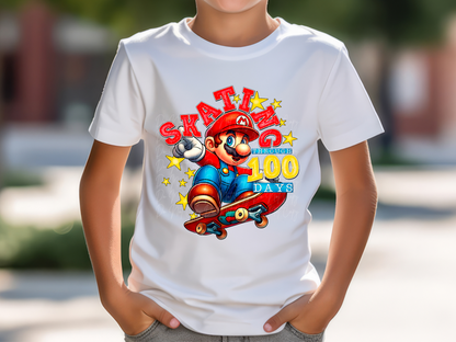 Skating Through 100 Days Mario Youth Shirt