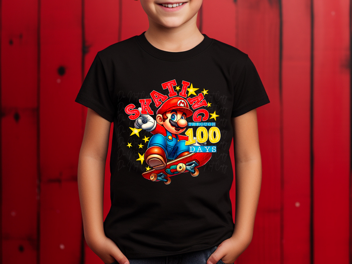 Skating Through 100 Days Mario Youth Shirt