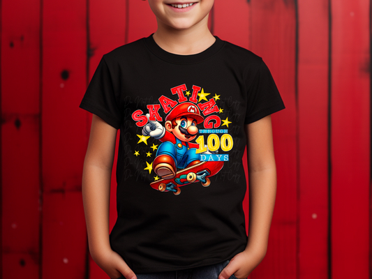 Skating Through 100 Days Mario Youth Shirt