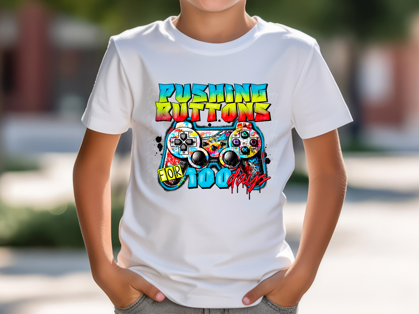 Pushing Buttons For 100 Days Youth Shirt