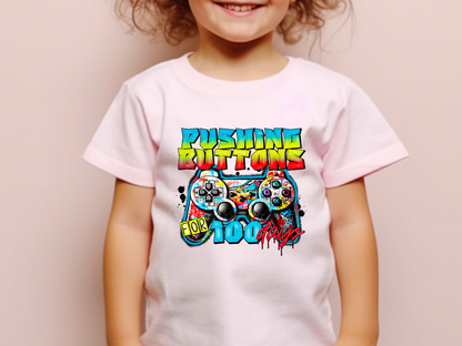 Pushing Buttons For 100 Days Youth Shirt