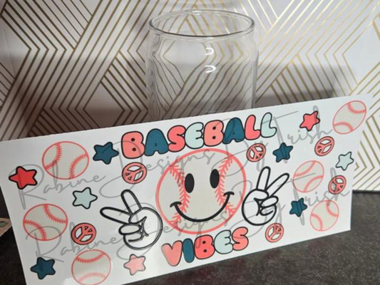 16oz Baseball Vibes Glass Can Cup