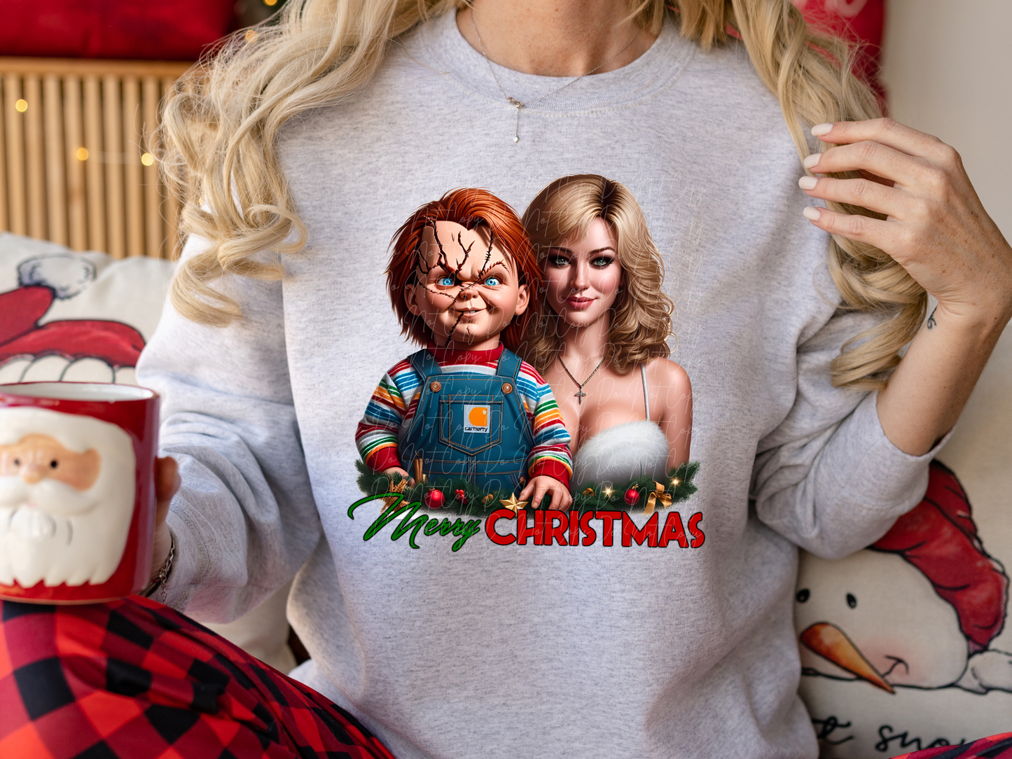 Christmas Horror Chucky and Tiffany Merry Christmas Shirt