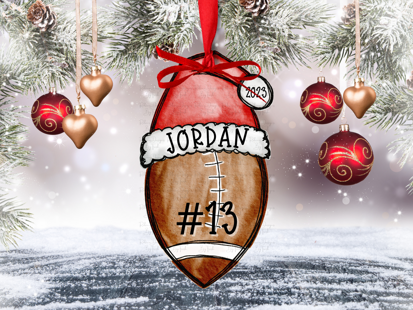 Personalized Santa Hat Sports Ball Ornament
