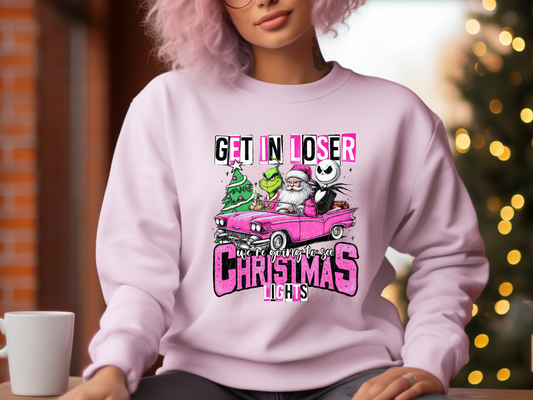 Green Mean One Santa Jack Get In Loser We're Going To See Christmas Lights In Pink DTF Transfers - KPI1012