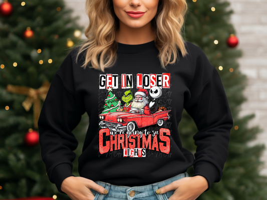 Green Mean One Santa Jack Get In Loser We're Going To See Christmas Lights In Red DTF Transfers - KPI1013