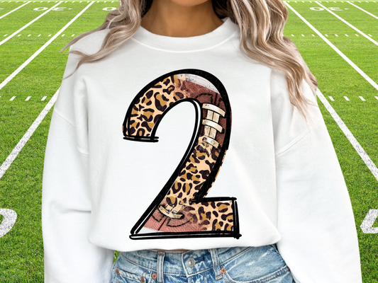 Football Leopard Print Number Two - 2 - Game Day DTF Transfer - KPI1372