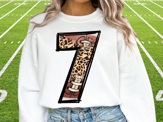 Football Leopard Print Number Seven - 7 - Game Day DTF Transfer - KPI1377