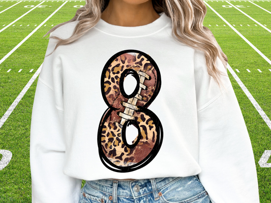 Football Leopard Print Number Eight - 8 - Game Day DTF Transfer - KPI1378