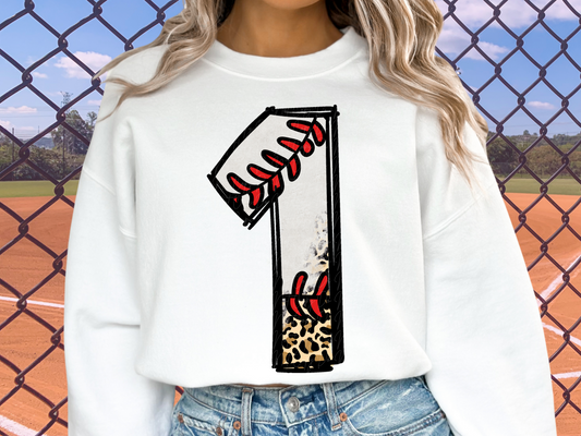 Baseball Leopard Print Number One - 1 - Game Day DTF Transfer - KPI1383