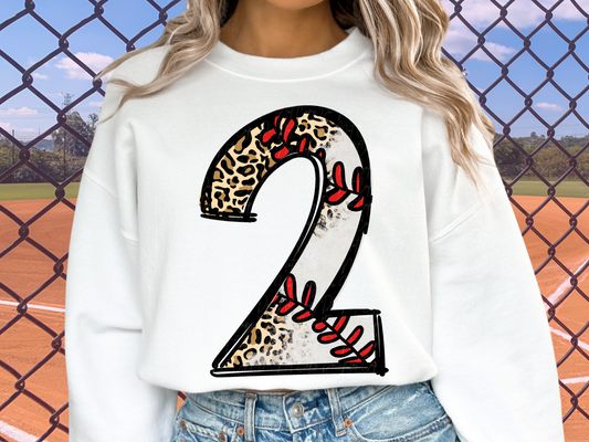 Baseball Leopard Print Number Two - 2 - Game Day DTF Transfer - KPI1384