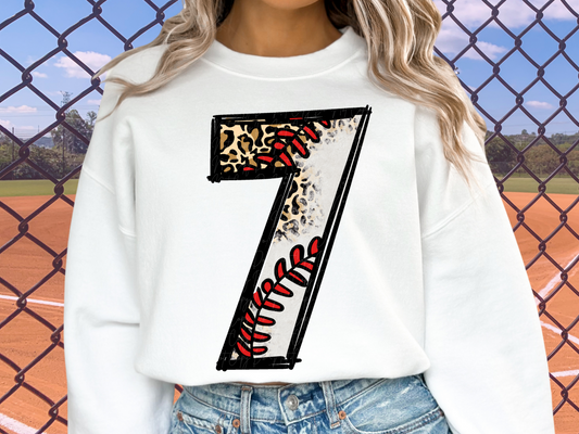 Baseball Leopard Print Number Seven - 7 - Game Day DTF Transfer - KPI1389