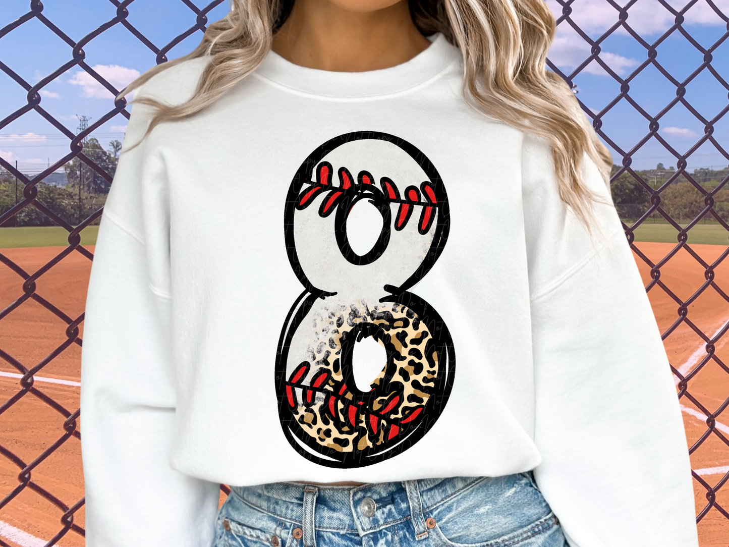 Baseball Leopard Print Number Eight - 8 - Game Day DTF Transfer - KPI1390