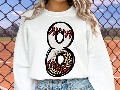 Baseball Leopard Print Number Eight - 8 - Game Day DTF Transfer - KPI1390