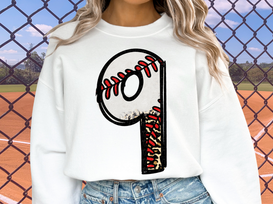 Baseball Leopard Print Number Nine - 9 - Game Day DTF Transfer - KPI1391