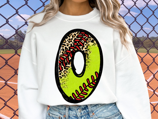 Softball Leopard Print Number Zero - 0 - Game Day DTF Transfer - KPI1394