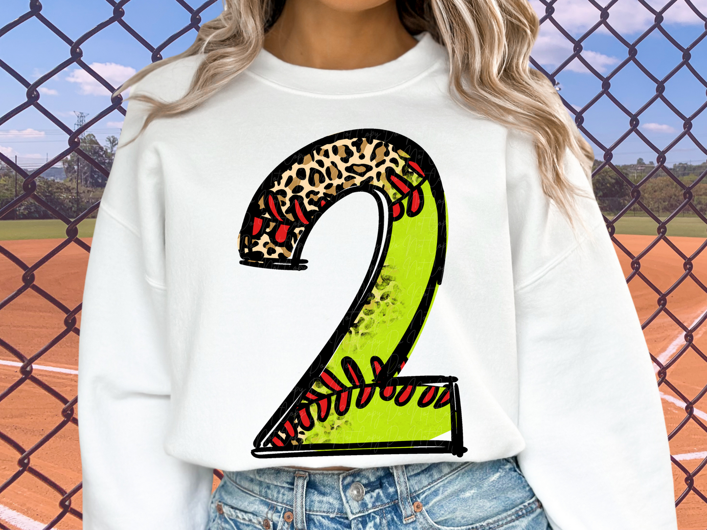Softball Leopard Print Number Two - 2 - Game Day DTF Transfer - KPI1396