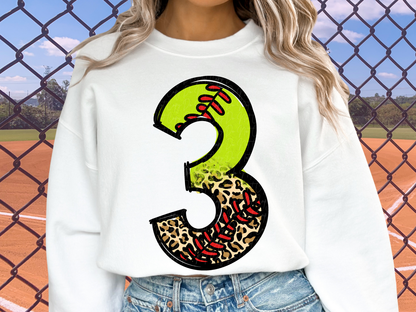 Softball Leopard Print Number Three - 3 - Game Day DTF Transfer - KPI1397