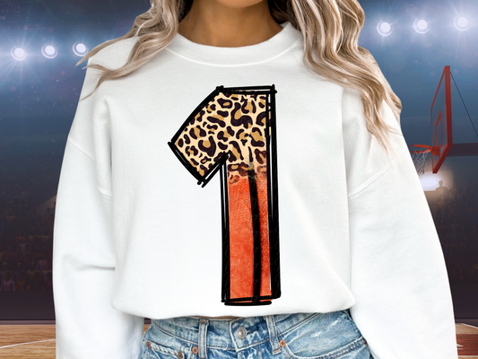 Basketball Leopard Print Number One - 1 - Game Day DTF Transfer - KPI1407