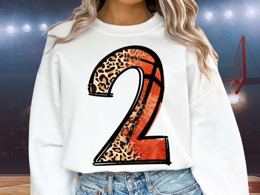 Basketball Leopard Print Number Two - 2 - Game Day DTF Transfer - KPI1408