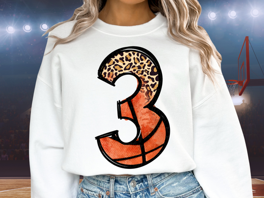 Basketball Leopard Print Number Three - 3 - Game Day DTF Transfer - KPI1409