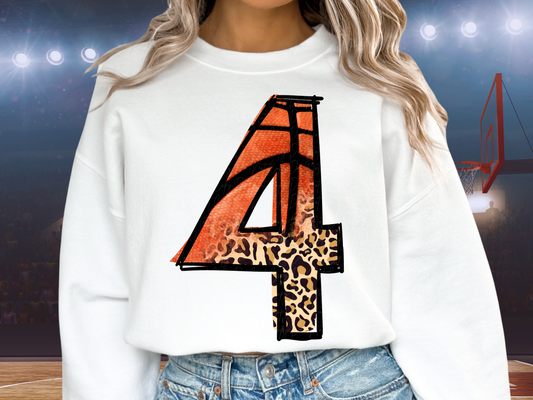 Basketball Leopard Print Number Four - 4 - Game Day DTF Transfer - KPI1410