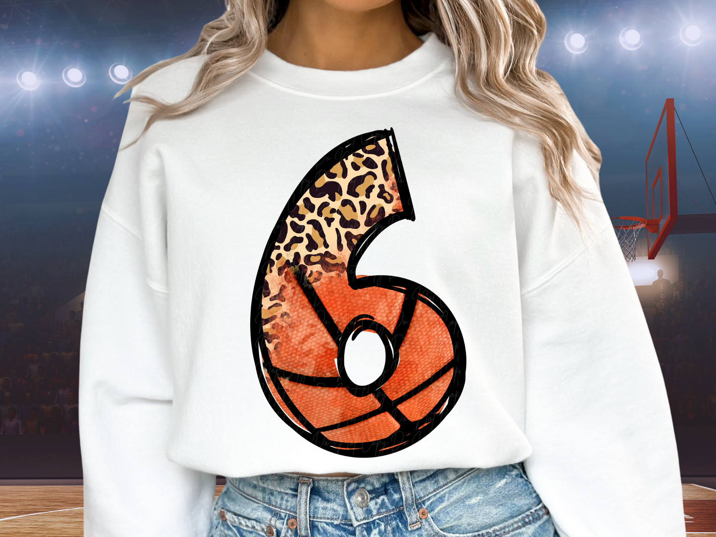 Basketball Leopard Print Number Six - 6 - Game Day DTF Transfer - KPI1412