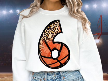 Basketball Leopard Print Number Six - 6 - Game Day DTF Transfer - KPI1412