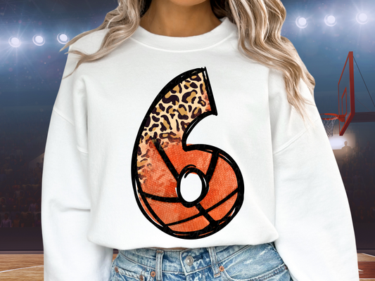 Basketball Leopard Print Number Six - 6 - Game Day DTF Transfer - KPI1412