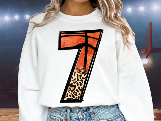 Basketball Leopard Print Number Seven - 7 - Game Day DTF Transfer - KPI1413