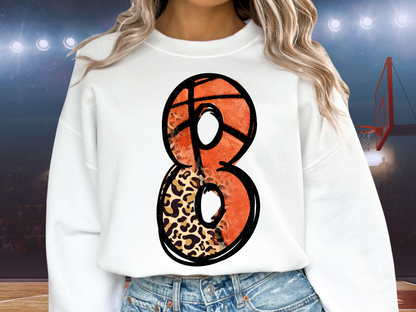 Basketball Leopard Print Number Eight - 8 - Game Day DTF Transfer - KPI1414